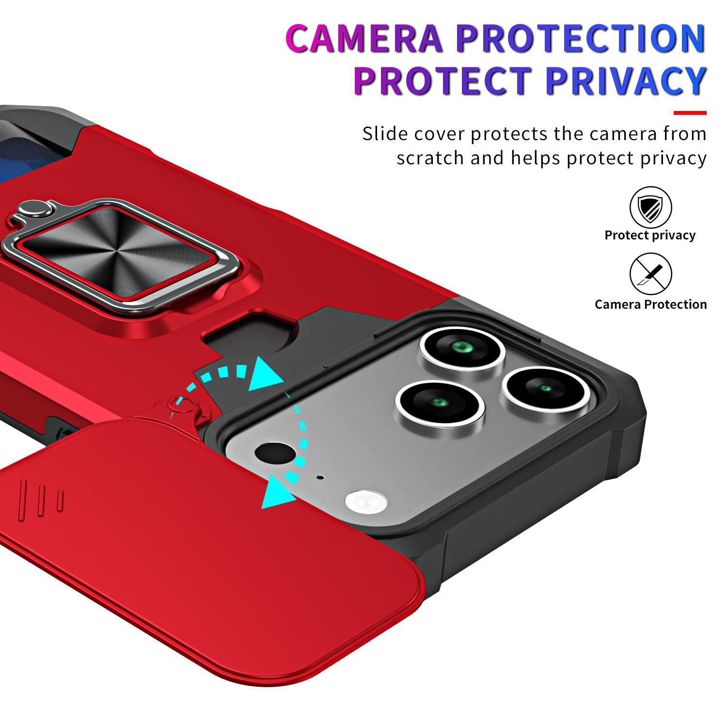 CAMERA PROTECTION  
PROTECT PRIVACY  

Slide cover protects the camera from scratch and helps protect privacy  

Protect privacy  
Camera Protection