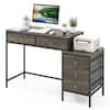 Front. Costway - Costway Computer Desk with 5 Drawers, Side File Cabinet, Heavy-duty Metal Frame for Office - Gray & Black.
