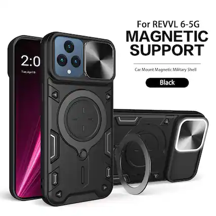 For REVVL 6-5G
MAGNETIC SUPPORT
Car Mount Magnetic Military Shell
Black