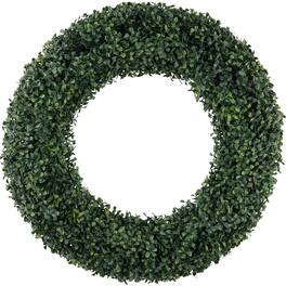 Pure Garden - 24” Large Boxwood Wreath for Front Door All-Season Artificial Boxwood Spring, Summer, Fall, or Winter Wreath - Green