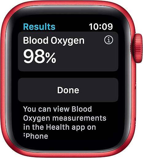 Results  
10:09  
Blood Oxygen  
98%  
Done  

You can view Blood Oxygen measurements in the Health app on iPhone