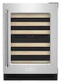 KitchenAid - 46-Bottle Dual Zone Wine Cellar with Glass Door and Wood-Front Racks - Stainless Steel