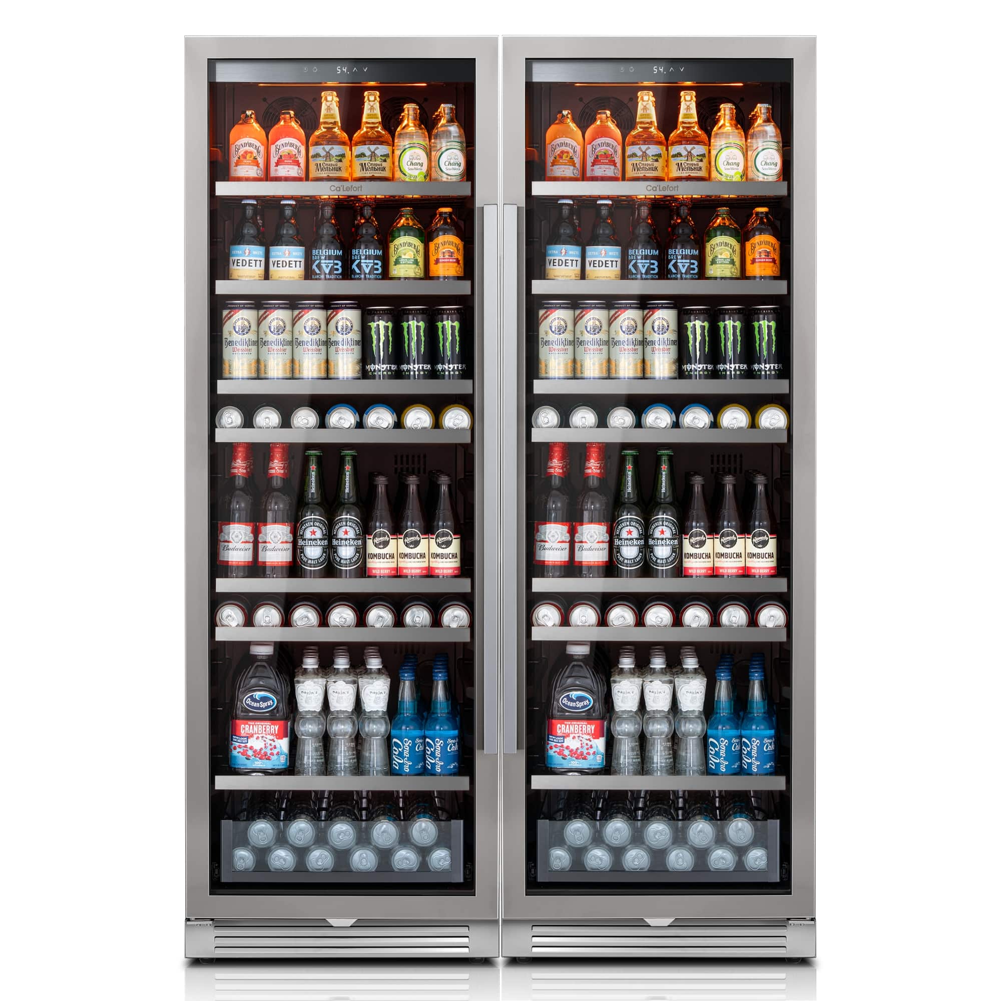 Ca'Lefort - 48 inch 746 Cans Beverage Refrigerators,Freestanding or Built-In Beverage Cooler with 3 Color LED Light for Home,Bar - Silver