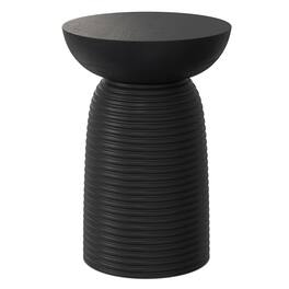 Simpli Home - Boyd 13 inch Wide Solid Mango Contemporary Ribbed Accent Table, Assembled - Black