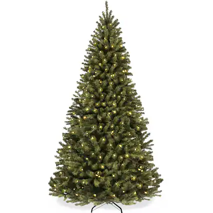 Front. Best Choice Products - Best Choice Products Artificial Christmas Tree, 7.5ft Premium Pre-Lit Spruce Design, Dense Branches - Green Spruce - Green Spruce.