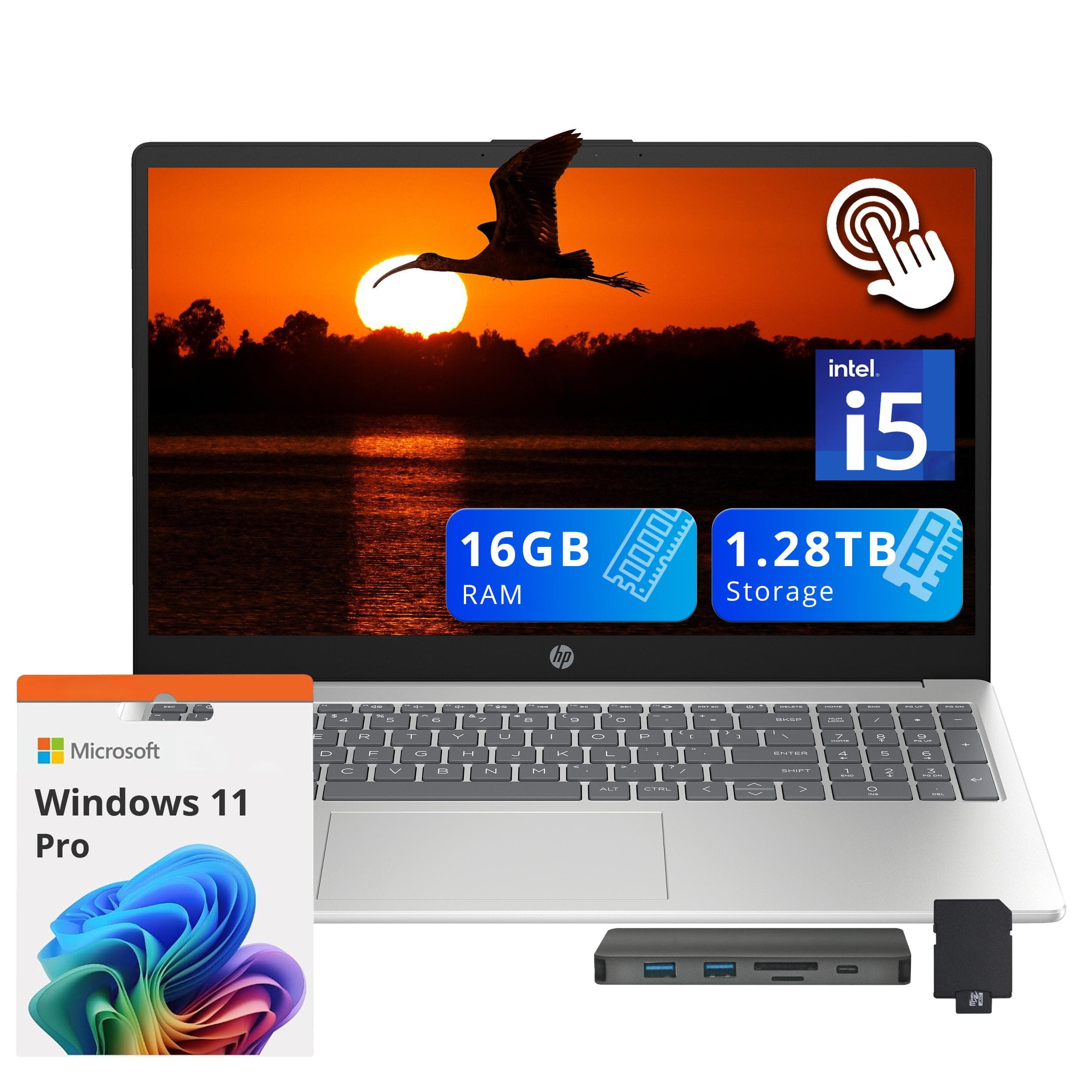 HP - Pavilion 15.6" HD Touchscreen Laptop,Intel i5-1235U,16GB RAM,1TB SSD+288GB Docking Station Set,Win 11 - Silver