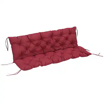 Front. Outsunny - 59" x 38" Tufted Bench Cushion for Outdoor Furniture, 3-Seater Replacement for Swing Chair, Patio Sofa/Couch - Wine Red.