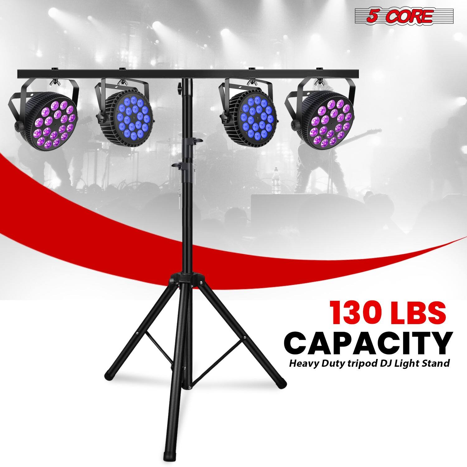 5 CORE 130 LBS CAPACITY Heavy Duty Tripod DJ Light Stand