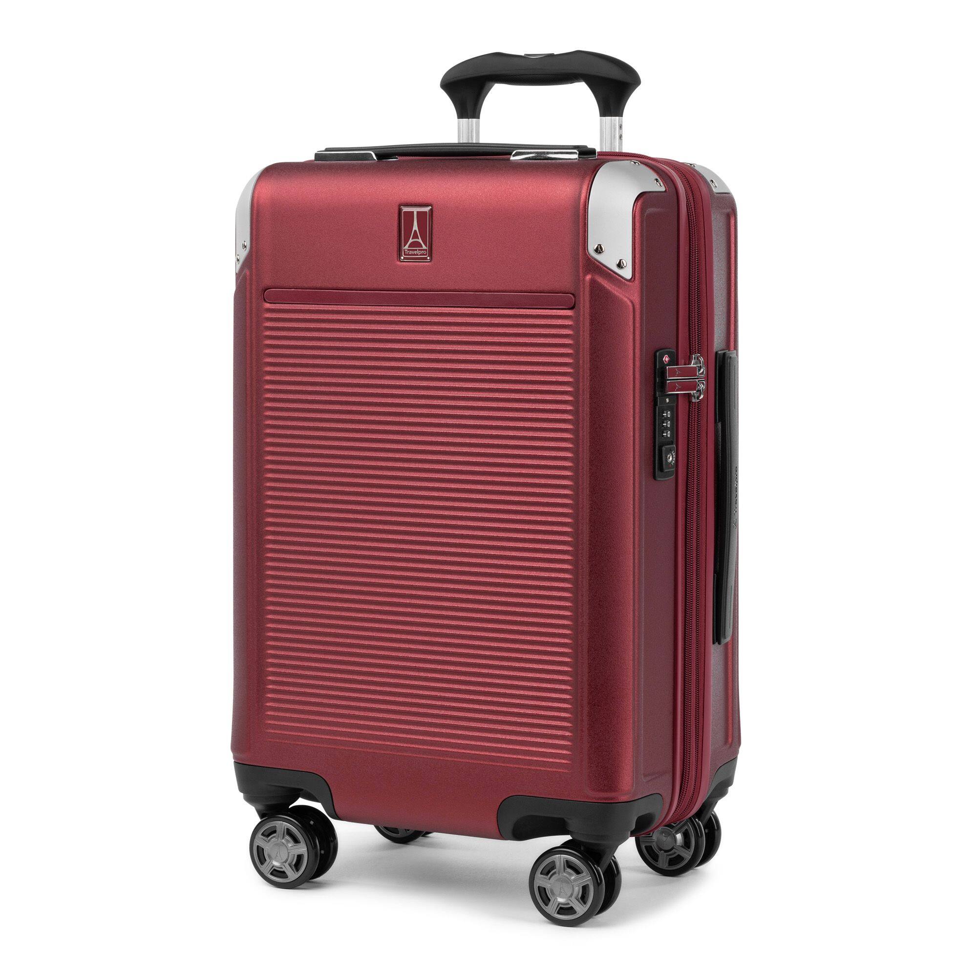 Angle. Travelpro - Travelpro Platinum Elite Hardside Expandable 21" Carry On Spinner Luggage - Daring Red.