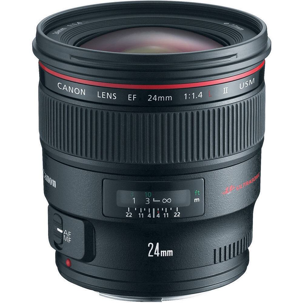 1:1.4 24mm  
0 77mm  
CANON LENS  
EF  
24mm 1:1.4  
II USM  
amon  
3 1 I 22  
10 3-8 I 11 4 4 11 22  
ft m  
SULTRASONG LB  
AF MF  
24mm mm