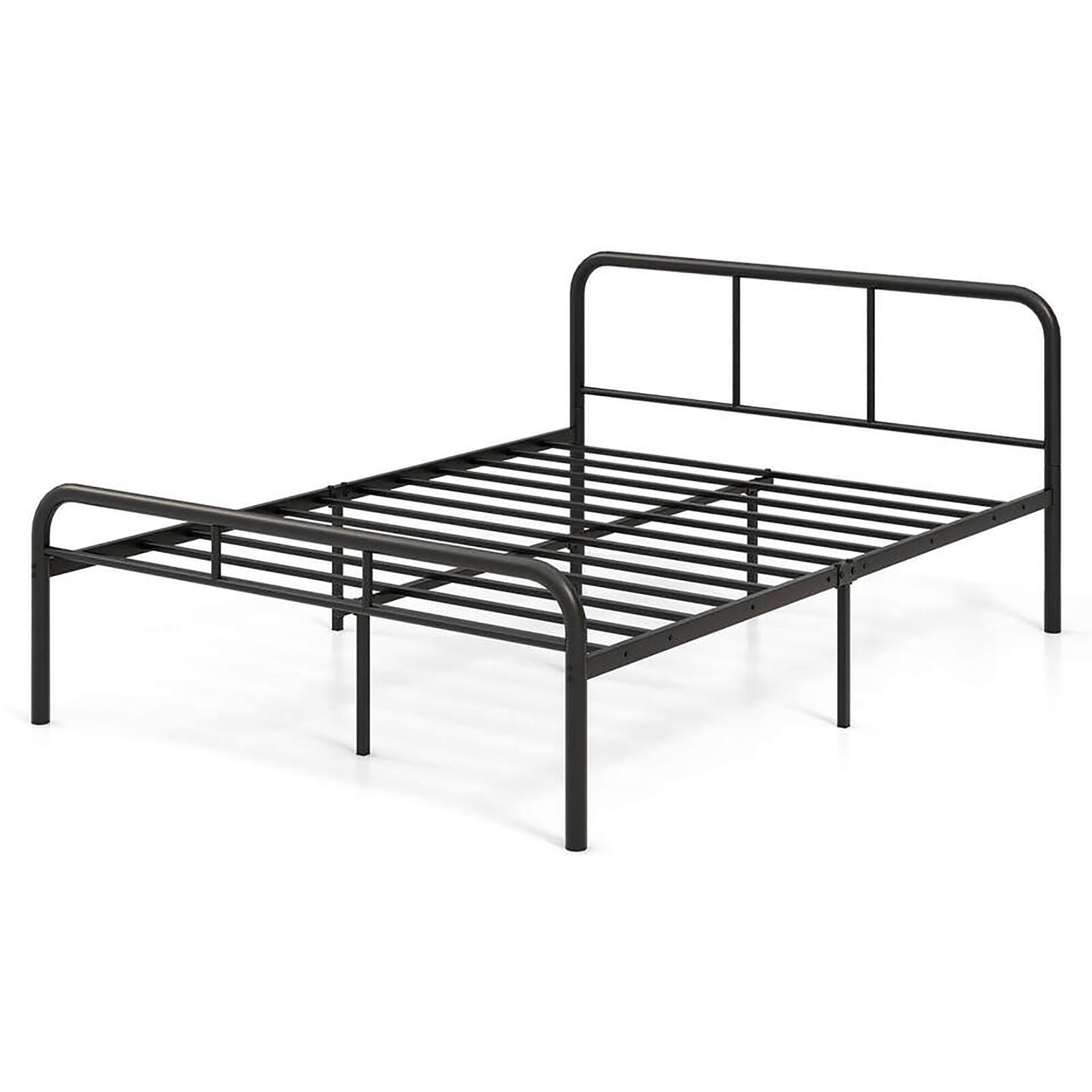 Alt View 1. Gymax - Gymax Full Size Bed Frame Metal Platform Bed Base w/ Headboard & Footboard Black - Black.