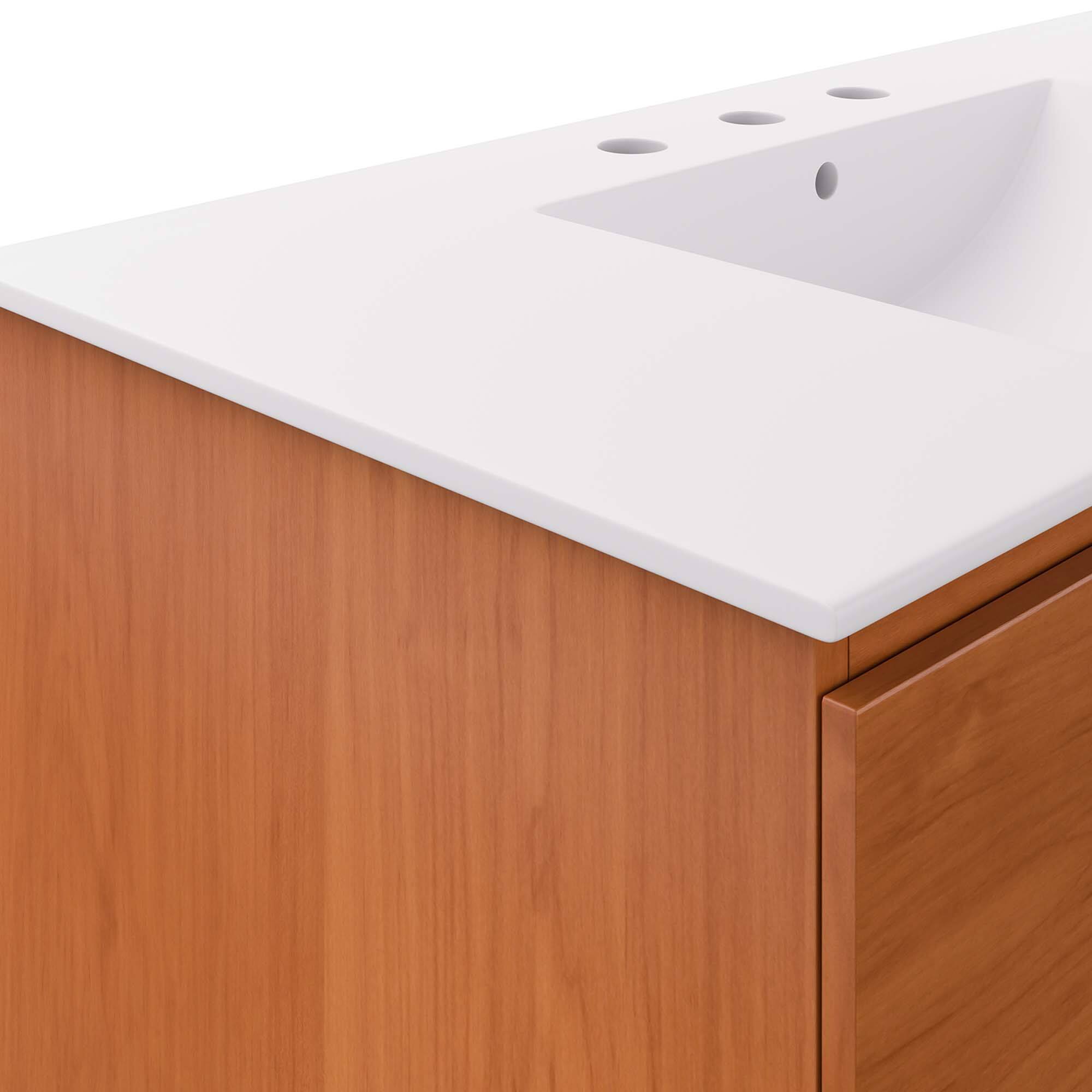 Alt View 5. Modway - Scenic Wall-Mount Bathroom Vanity Basin Included by Modway - Cherry White.
