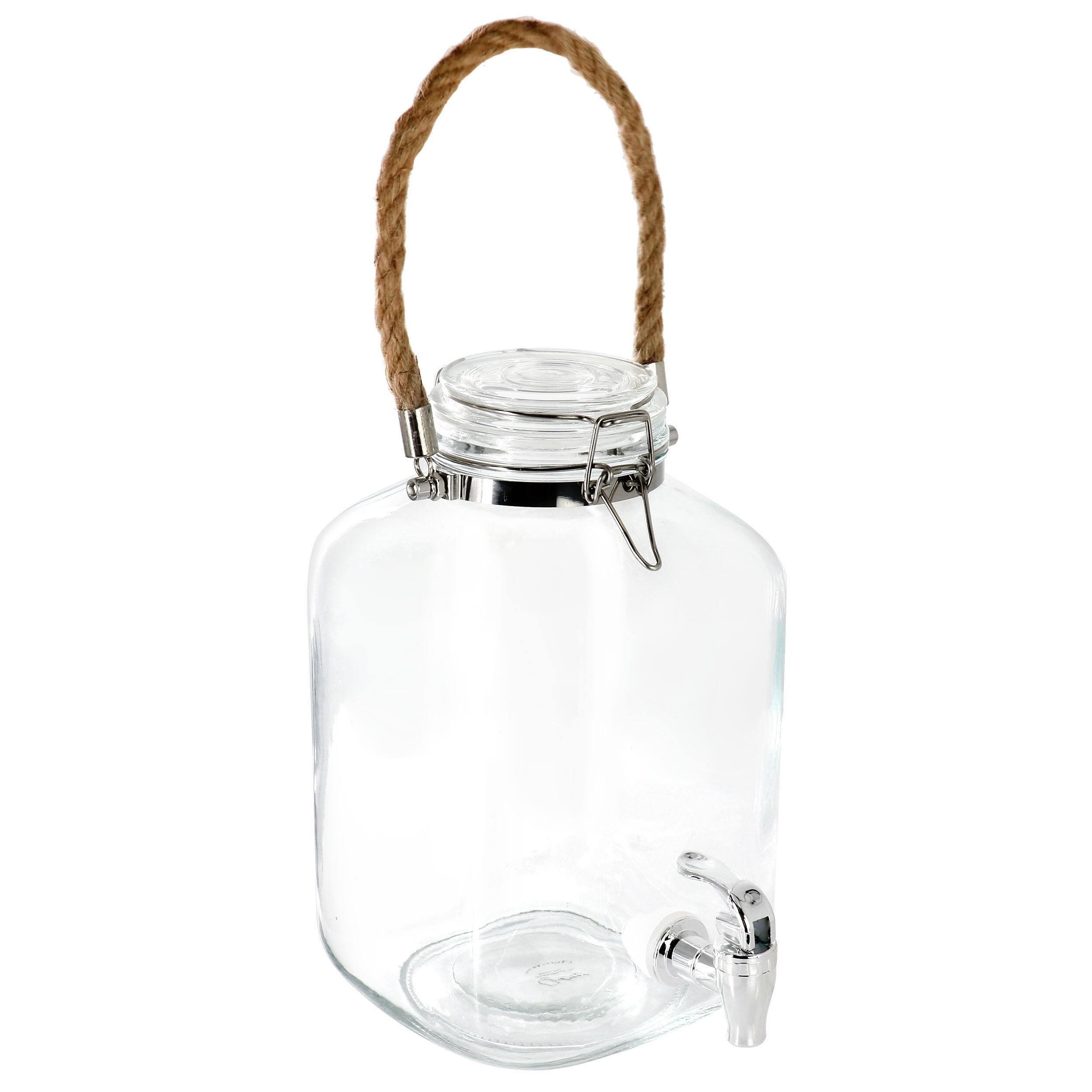 Front. Gibson - Gibson Home Ferris 1.3 Gallon Glass Beverage Dispenser with Rope Handle - Clear.