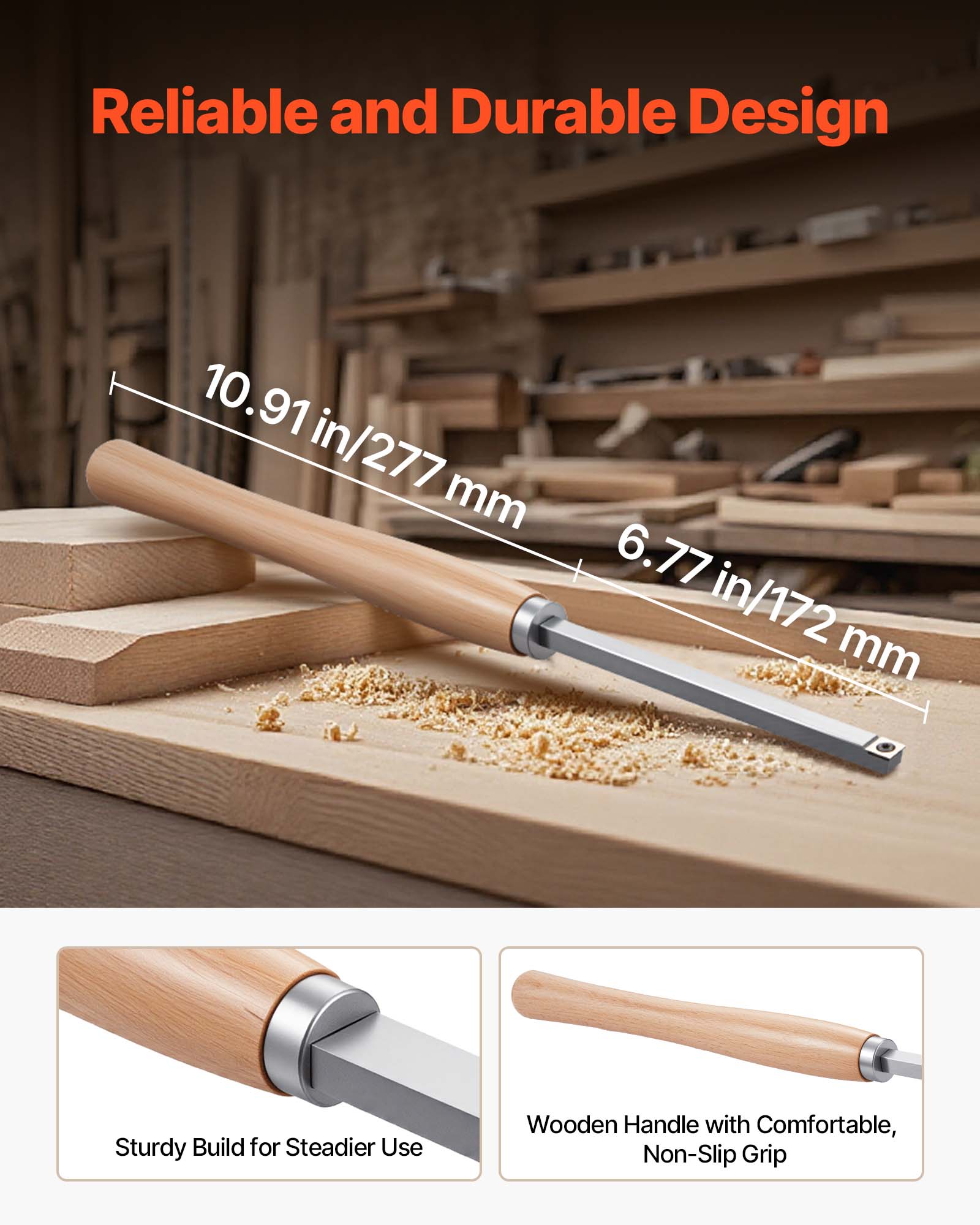 Reliable and Durable Design

10.91 in/277 mm  
6.77 in/172 mm

Sturdy Build for Steadier Use

Wooden Handle with Comfortable, Non-Slip Grip