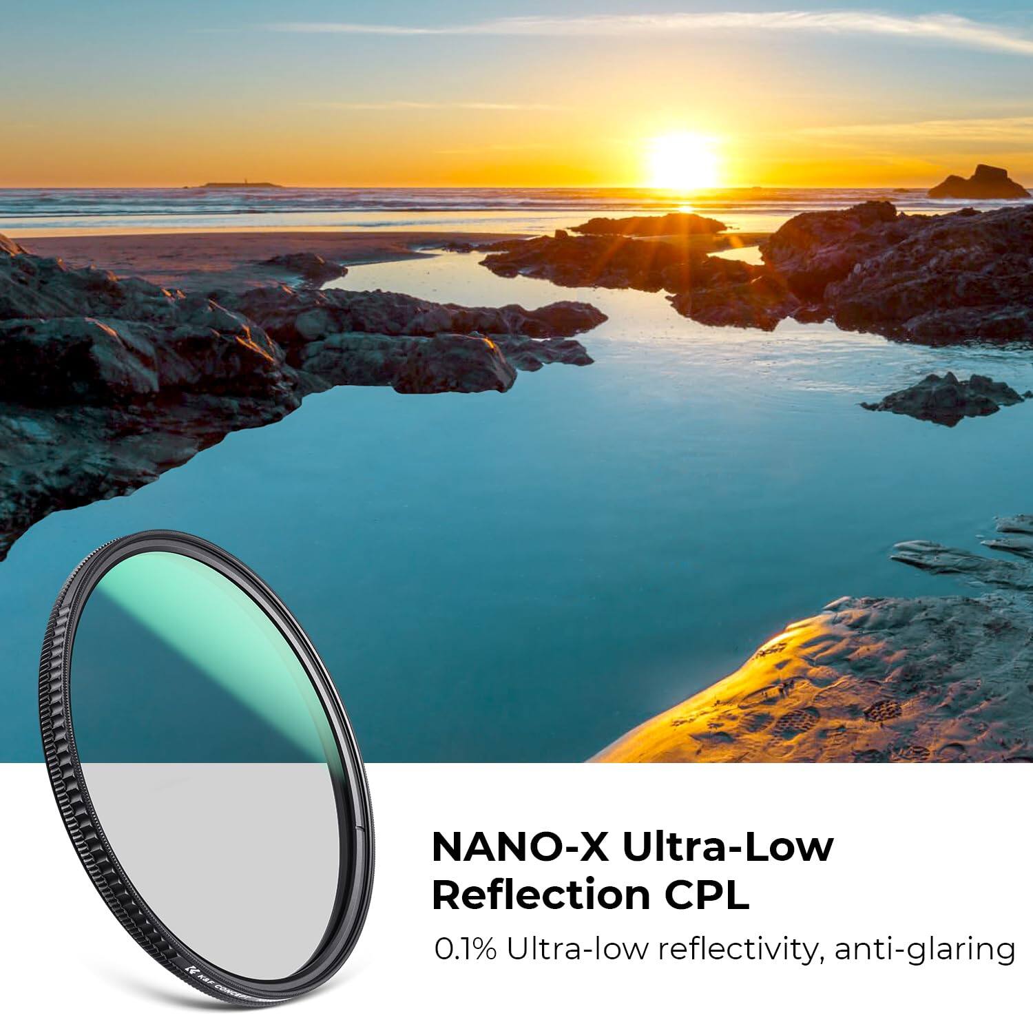 NANO-X Ultra-Low Reflection CPL  
0.1% Ultra-low reflectivity, anti-glaring