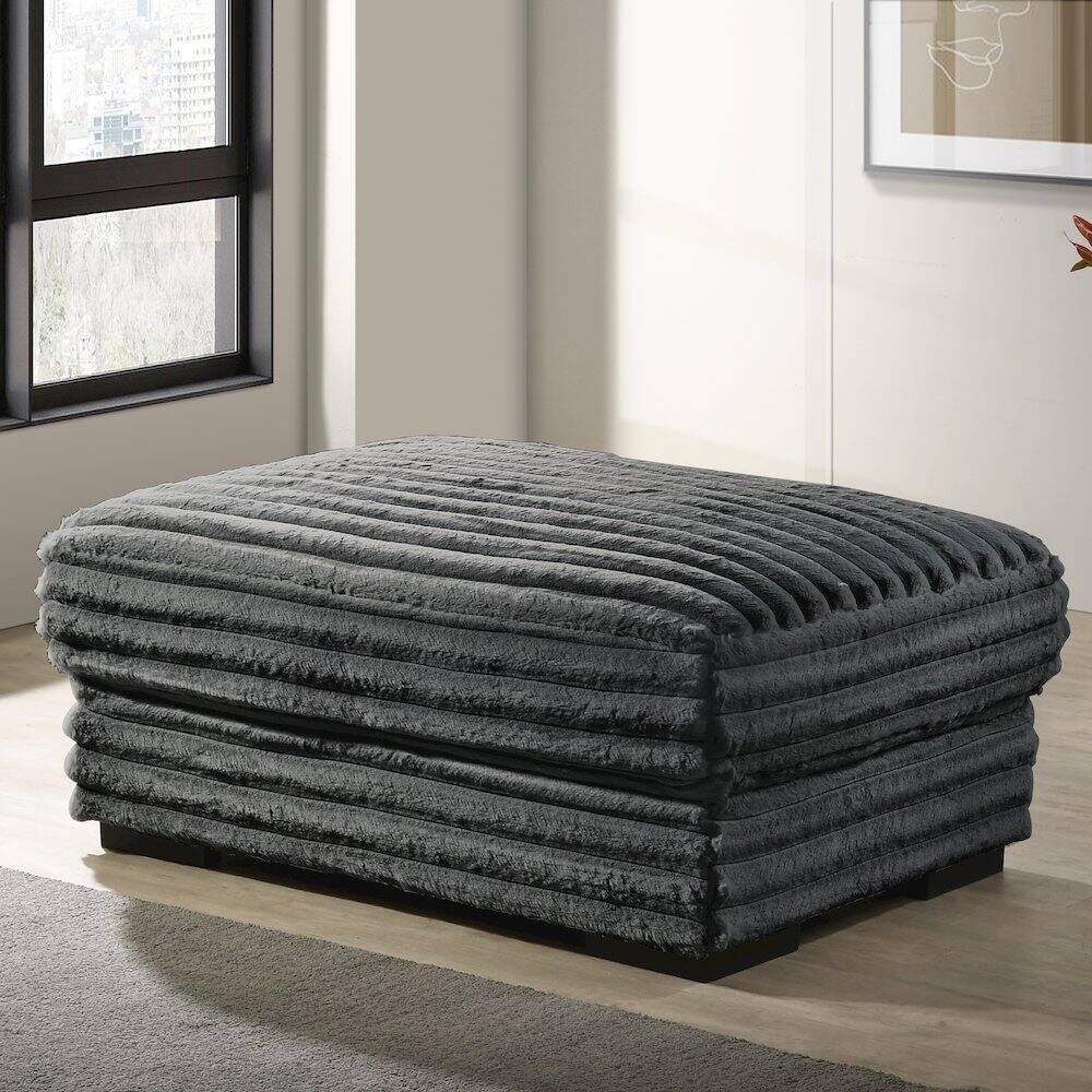 Left. New Classic Furniture - Embrace 41" Fabric Ottoman - Grey.