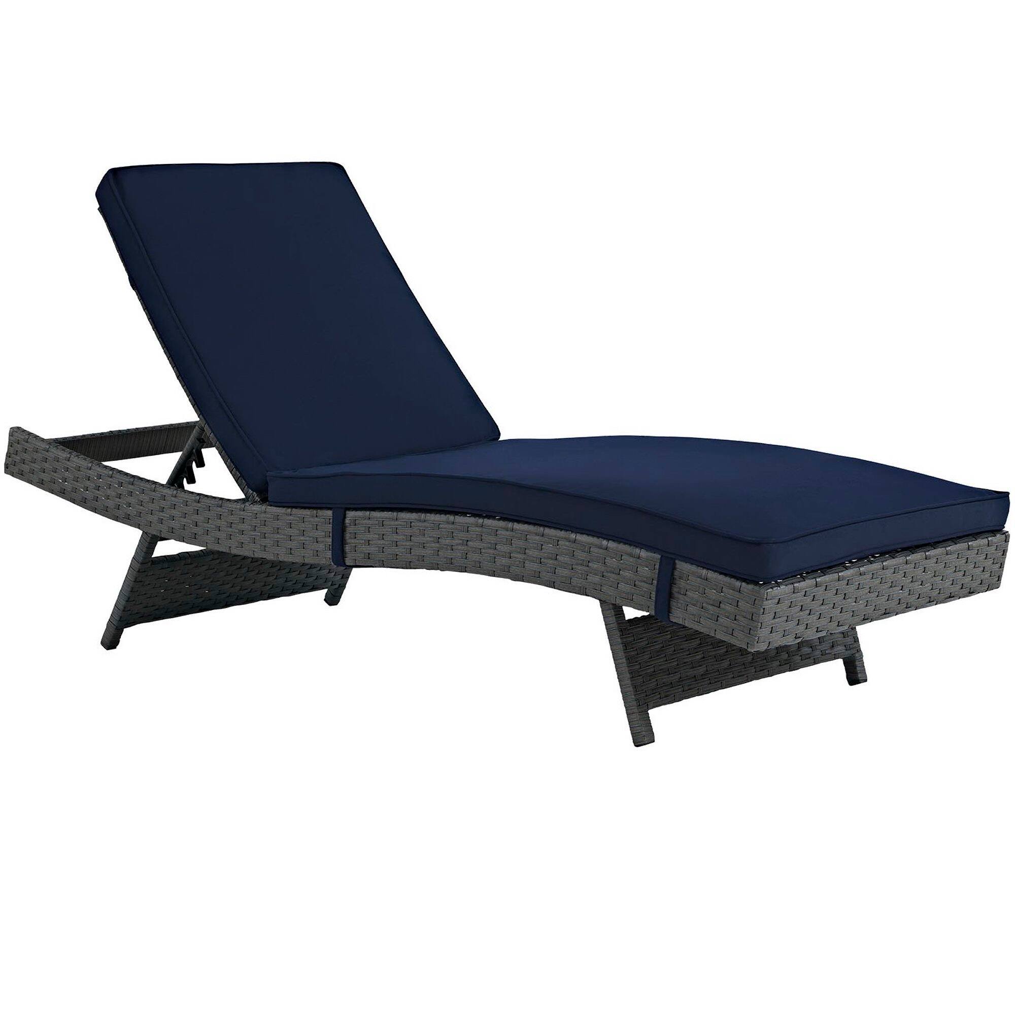 Angle. Modway - Sojourn Outdoor Patio Sunbrella® Chaise by Modway - Canvas Navy.