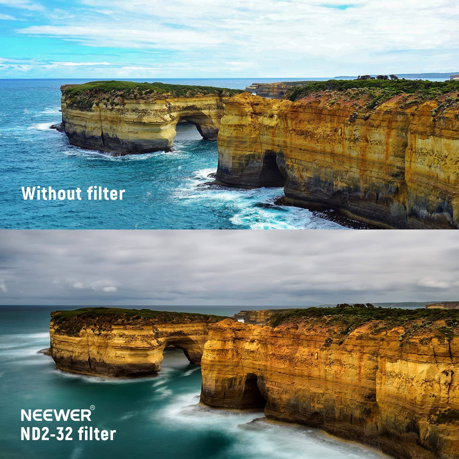 Without filter

NEEWER ND2-32 filter
