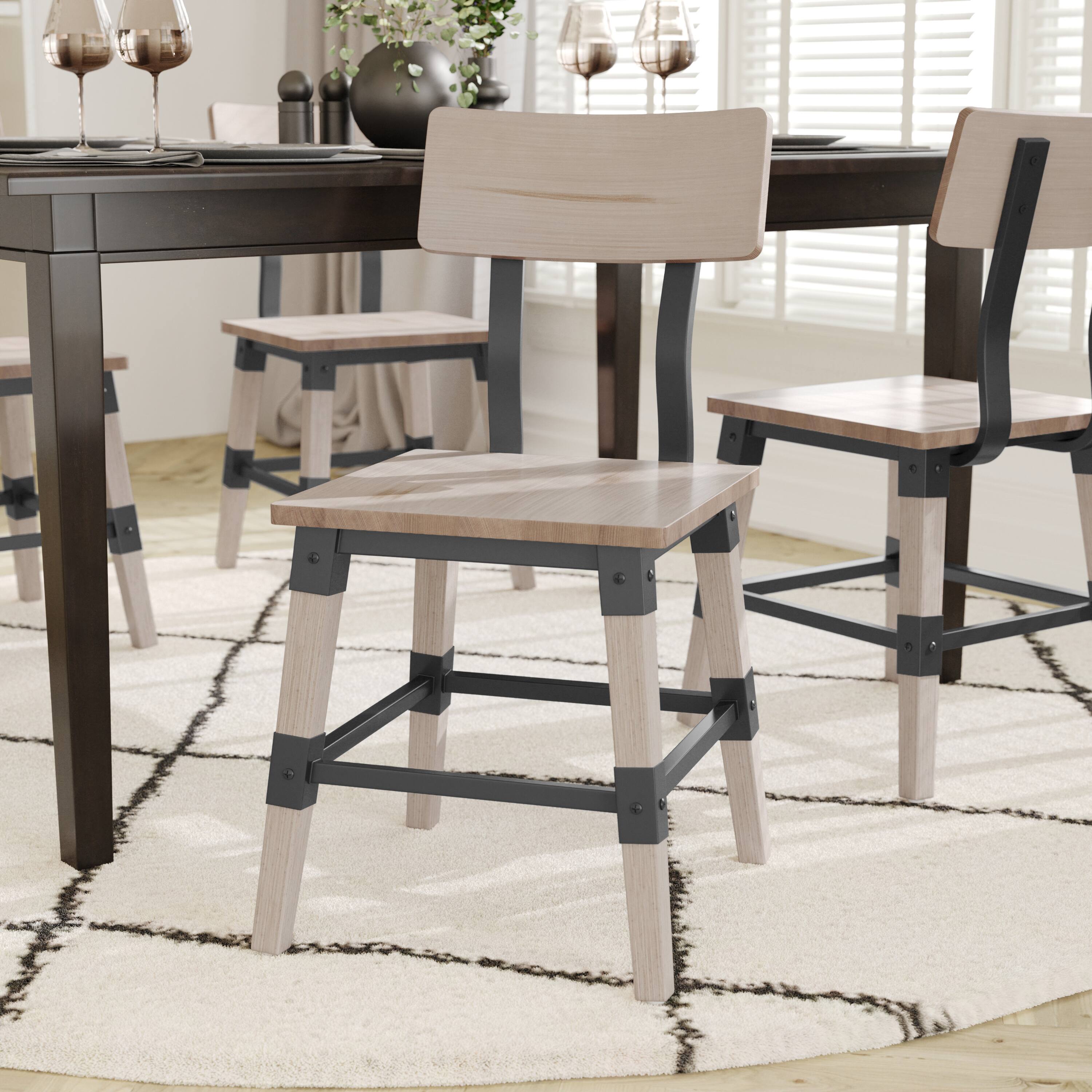 Alt View 4. Emma + Oliver - 4 Pack Commercial Grade Rustic Antique Industrial Style Wood Dining Chair - Antique White.