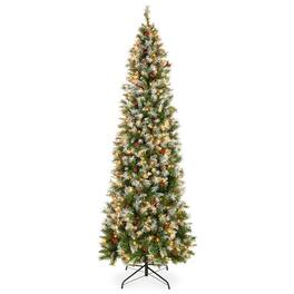 Best Choice Products - 6ft Pencil Christmas Tree Pre-Lit w/ Viral Twinkling Lights, PreDecorated Artificial Frosted Pine - Green