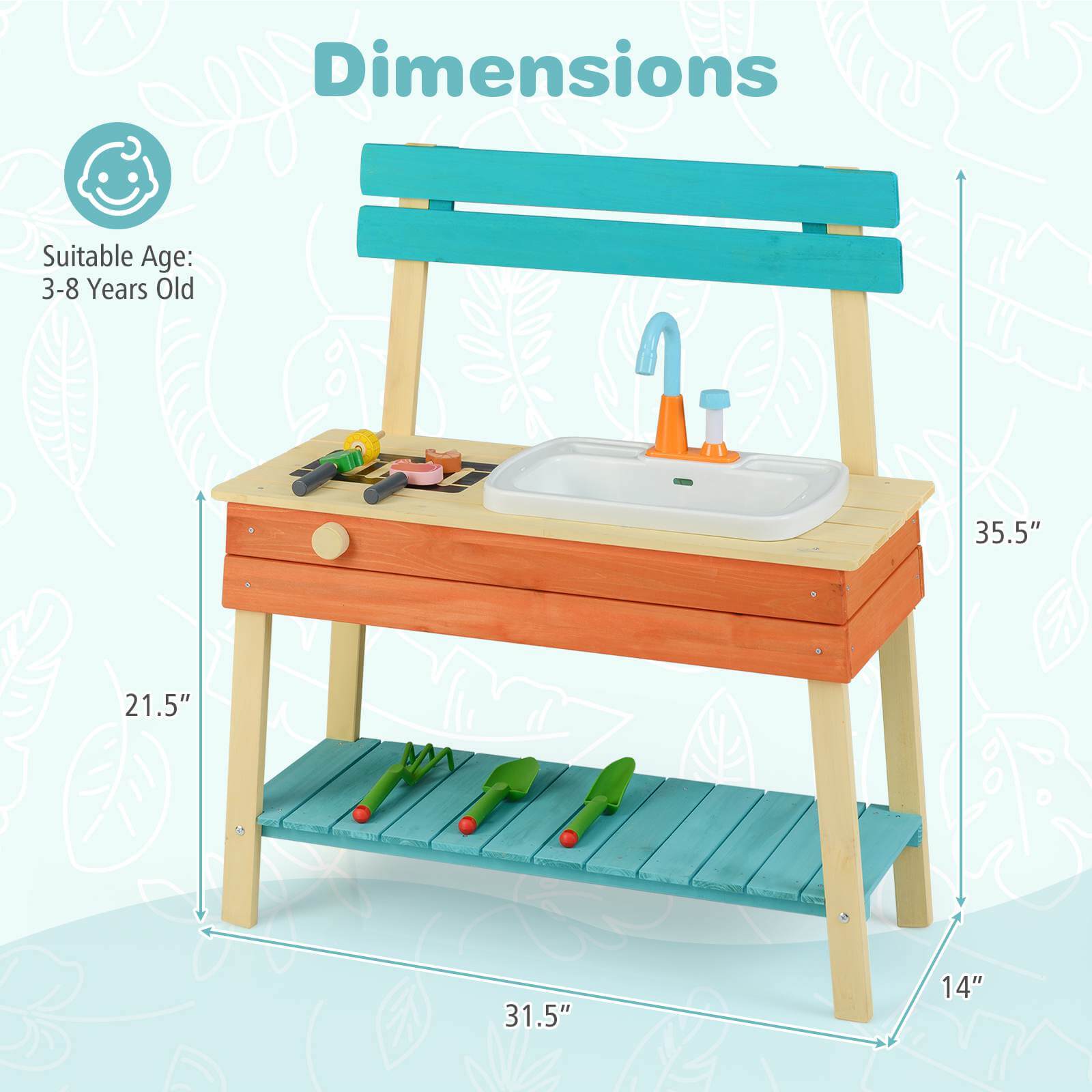 Alt View 2. Costway - Costway Play Kitchen for Kids Wooden Toy Kitchen Playset with Wood Skewers Grill Rack - Multicolor.