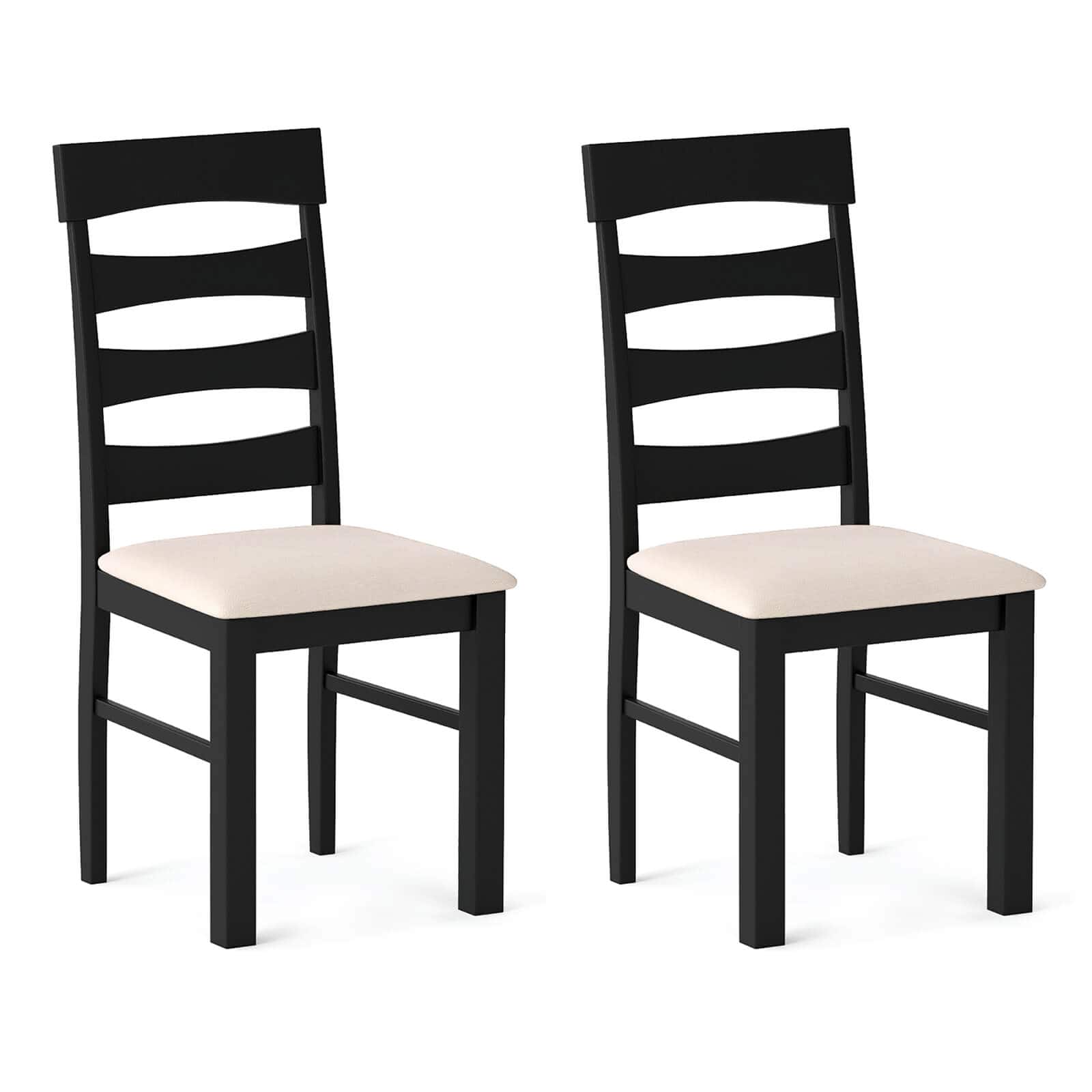 Costway - Dining Chairs Set of 2, High Back Dining Room Chairs with Padded Seat for Kitchen - Black,Beige