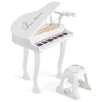 Costway 37 Keys Kids Piano Keyboard Toy Toddler Musical Instrument w/ Stool & Microphone - White - Front_Zoom