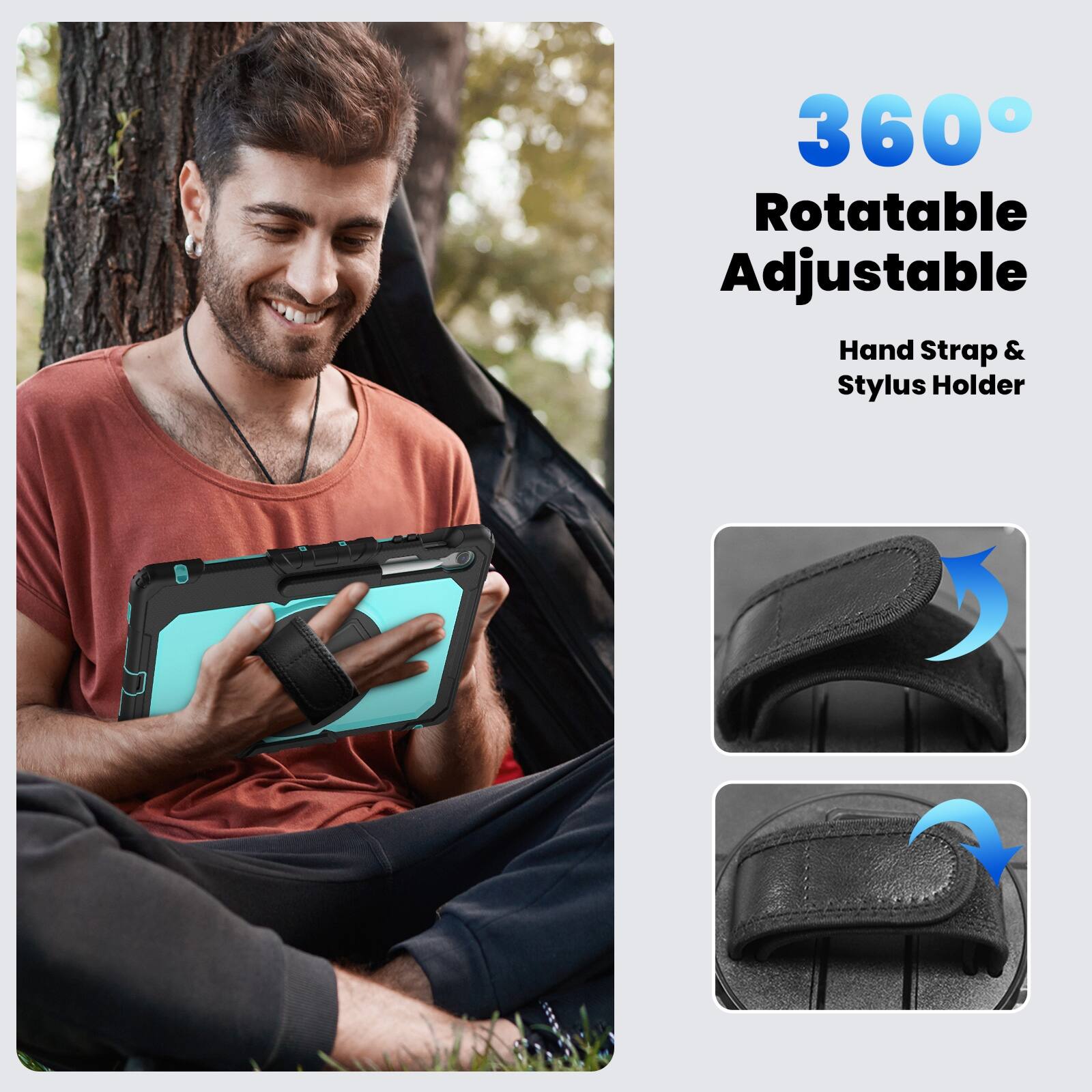 360° Rotatable Adjustable Hand Strap & Stylus Holder