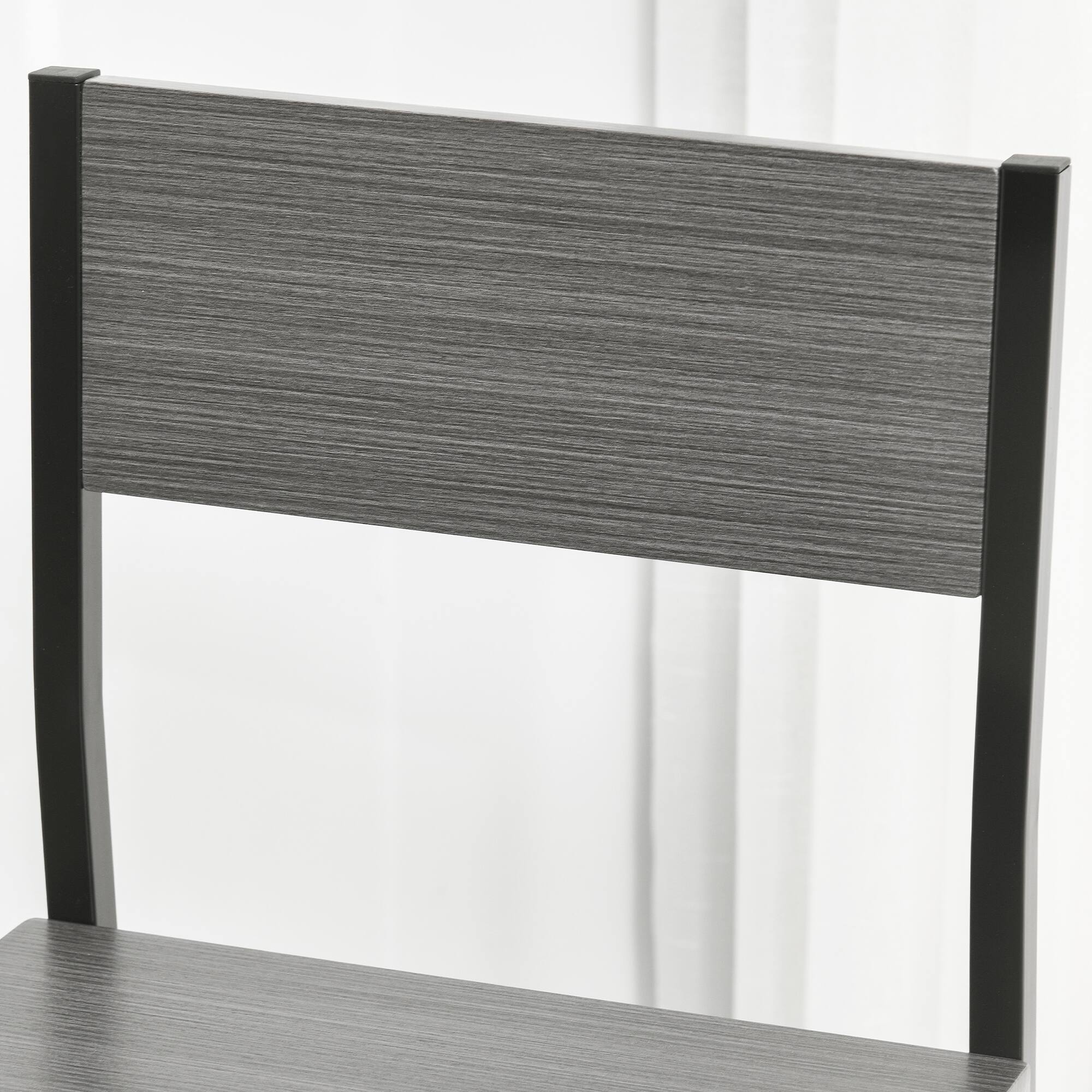 Alt View 8. Homcom - 3 Piece Bar Table and Chairs, Industrial Dining Table Set for 2, Counter Height Kitchen Table with Bar stools - Gray.