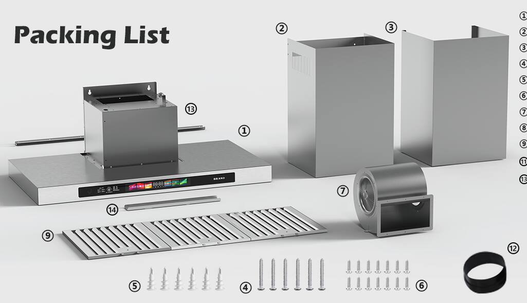 Packing List

1. Main unit
2. Side panel
3. Rear panel
4. Screws
5. Screws
6. Screws
7. Fan
8. Screws
9. Grate
10. Screws
11. Screws
12. Screws
13. Screws
14. Screws