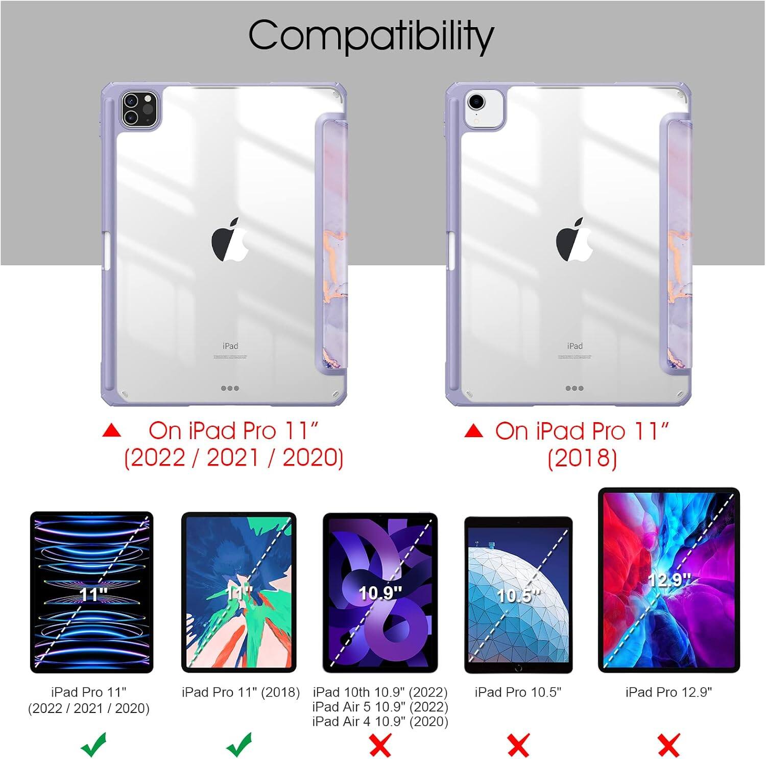Compatibility

iPad

On iPad Pro 11" (2022 / 2021 / 2020)
- iPad Pro 11" (2022 / 2021 / 2020) ✔️
- iPad Pro 11" (2018) ✔️
- iPad 10th 10.9" (2022) ✔️
- iPad Air 5 10.9" (2022) ✔️
- iPad Air 4 10.9" (2020) ✔️

On iPad Pro 11" (2018)
- iPad Pro 11" (2018) ✔️
- iPad Pro 10.5" ❌
- iPad Pro 12.9" ❌
