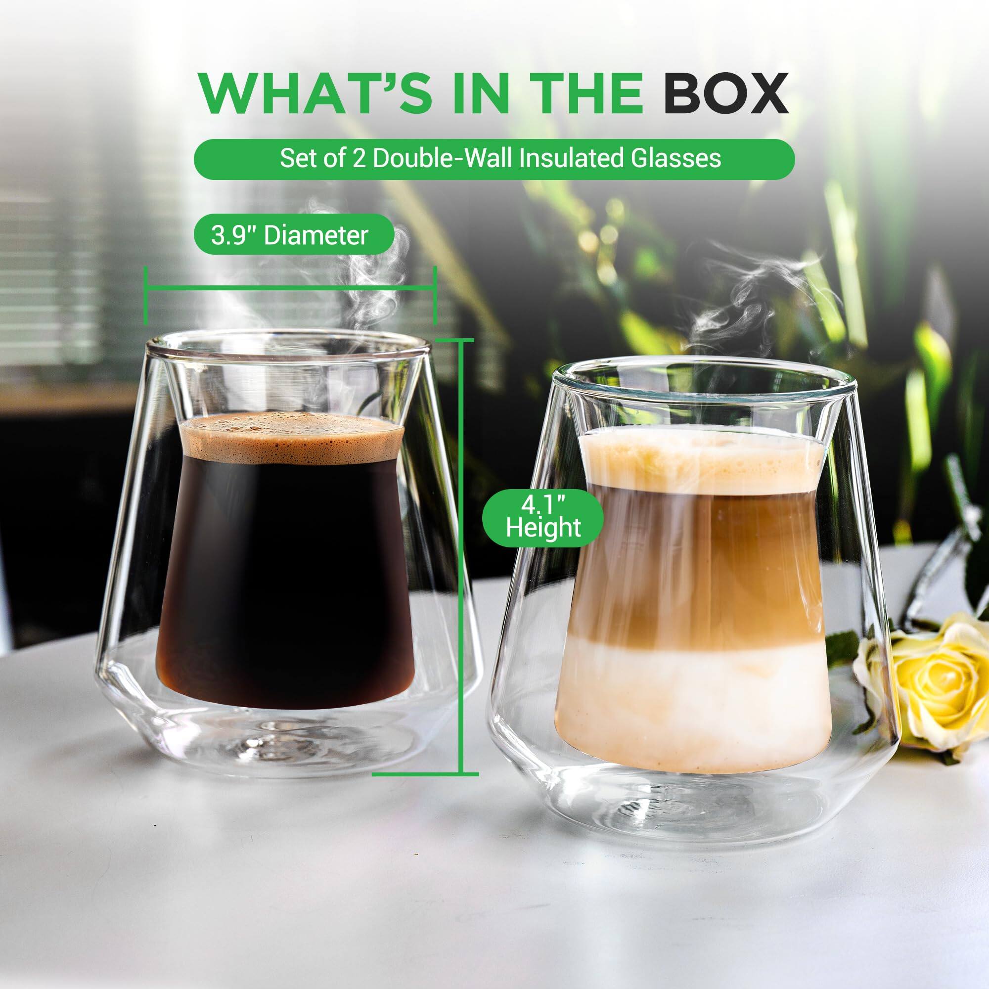 WHAT'S IN THE BOX  
Set of 2 Double-Wall Insulated Glasses  
3.9" Diameter  
4.1" Height
