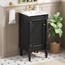 Whisen - 18" French Bathroom Vanity Cabinet with Sink Adjustable Shelf and Soft-Closing Hinges - Black