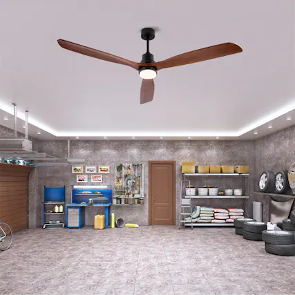Front. LUCKY ONE - 72" Ceiling Fan with Light Remote 3 Solid Wood Blades DC Motor - Black.