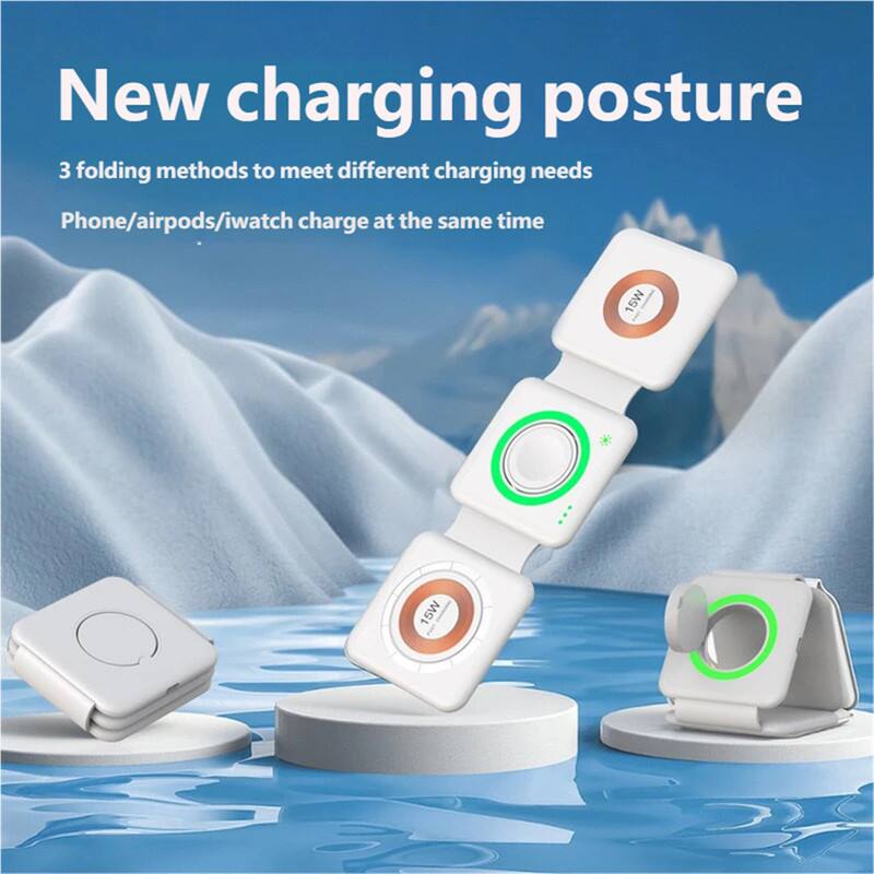 New charging posture

3 folding methods to meet different charging needs

Phone/airpods/iwatch charge at the same time

15W 15W