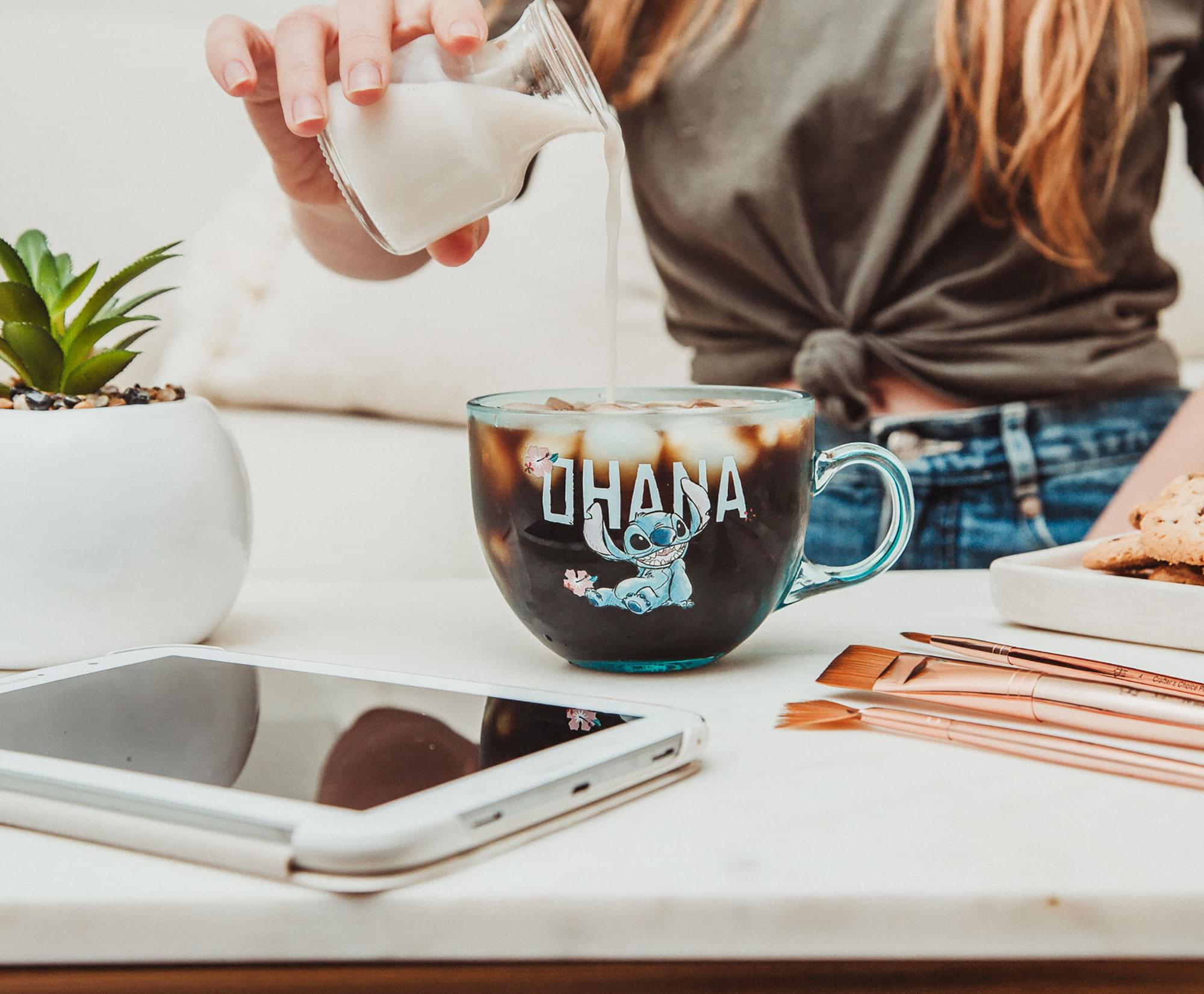 Alt View 2. Silver Buffalo - Disney Lilo & Stitch Ohana Glass Coffee Mug | Holds 16 Ounces - Blue.