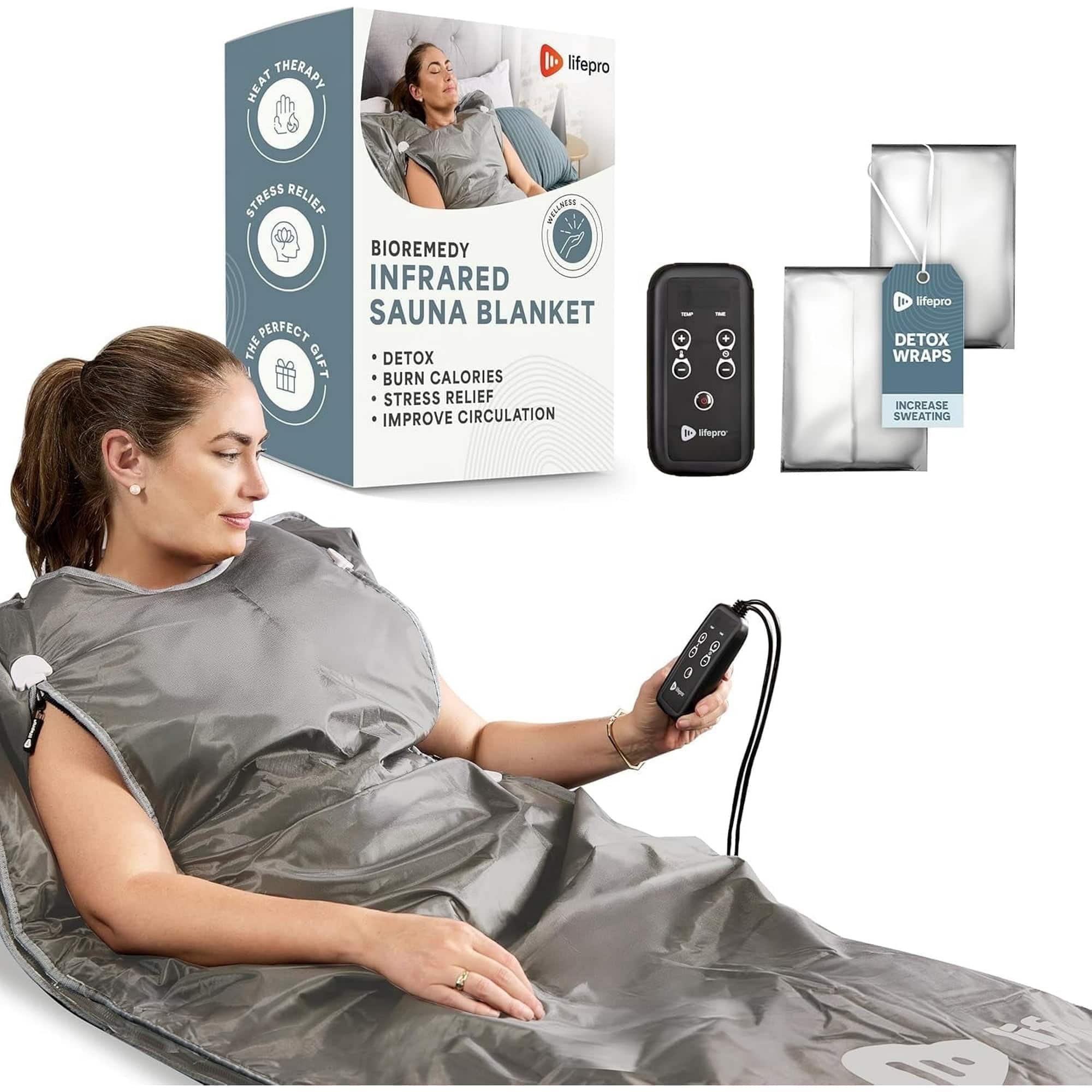 LifePro - BioRemedy Plus Infrared Sauna Blanket - Portable Far Infrared Home Sauna for Detox & Relaxation - Gray price history on PriceWatchPro