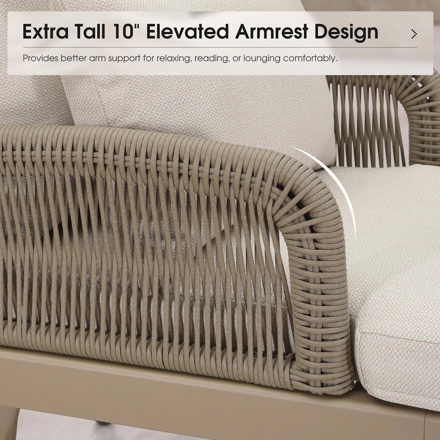 Extra Tall 10" Elevated Armrest Design  
Provides better arm support for relaxing, reading, or lounging comfortably.