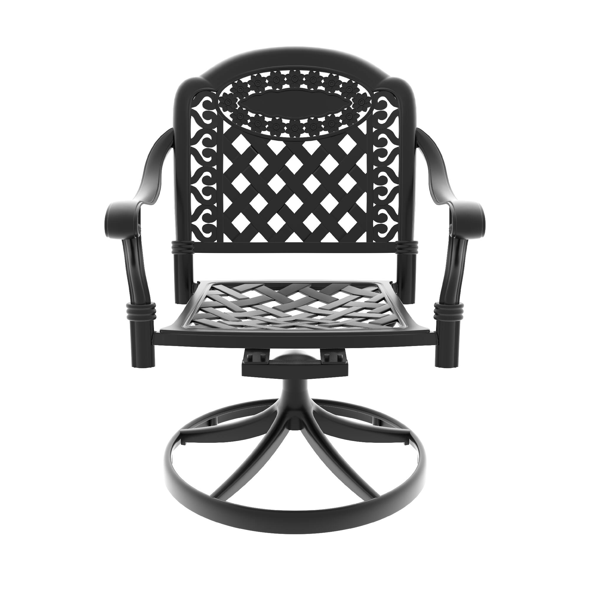 Alt View 2. Anysun - 7-Piece All-Weather Cast Aluminum Dining Set with 6 Swivel Chairs & Rectangular Table, Black Frame - Black.