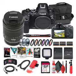 Canon - EOS R6 Mark II Mirrorless Camera w 24-105mm f/4-7.1 Lens 5666C018 Advanced Bundle (International Version)