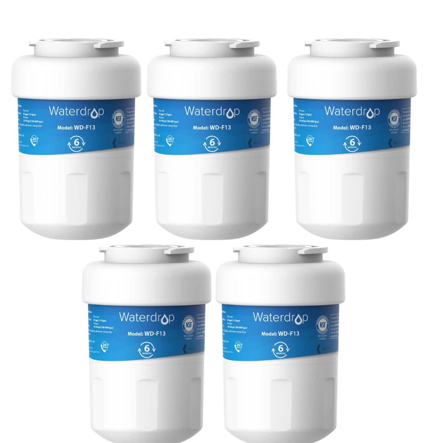 Waterdrop - WD-MWF-5 Refrigerator Water Filter 5-Pack - White