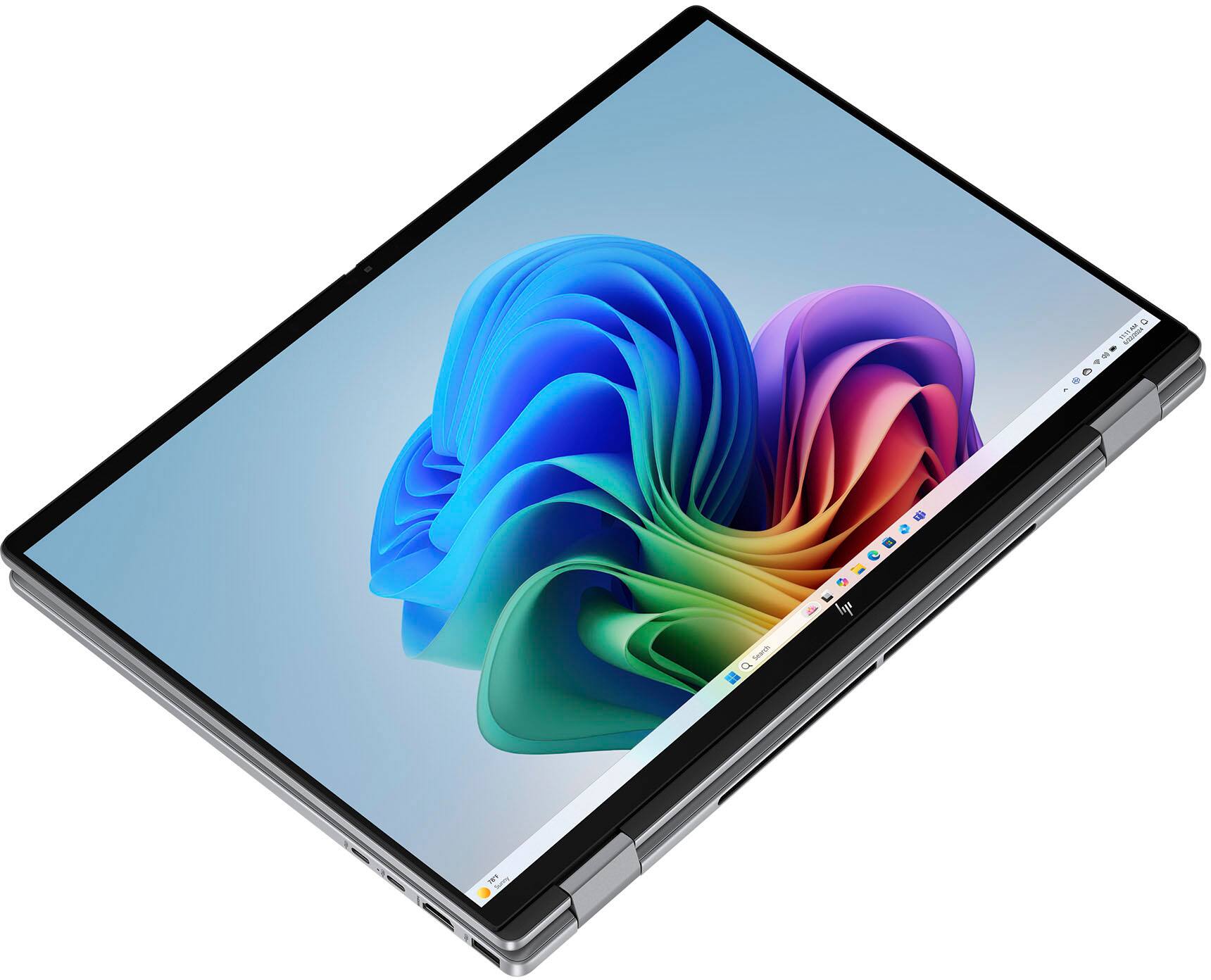 Alt View 14. HP - OmniBook X Flip 2-in-1 - Copilot+ PC - 16" 2K Touch-Screen Laptop - AMD Ryzen AI 5 - 16GB Memory - 512GB SSD - Meteor Silver.