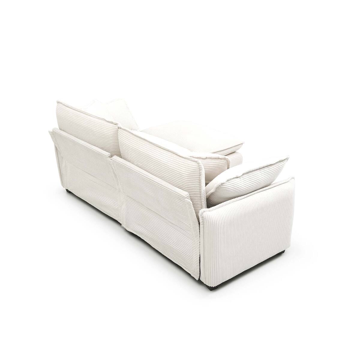 Alt View 3. Ropilly - Ropilly Beige Corduroy Sofa, Deep Seat Retro Modern 2 Seater Loveseat with 4 Pillows - Beige.