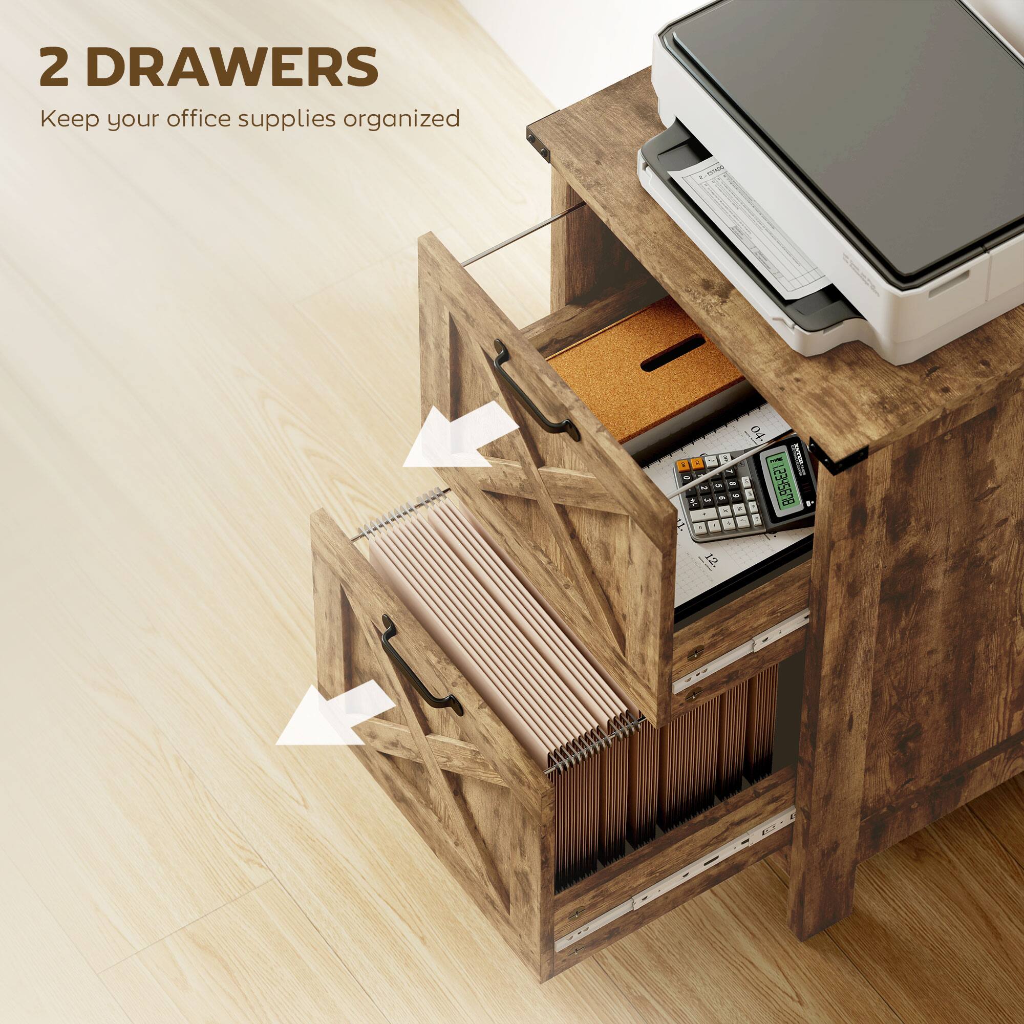 2 DRAWERS  
Keep your office supplies organized