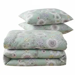 Shavel Home Products - Shavel 100% Polyester Luxury Seersucker Wildflowers Comforter Set Full/Queen - Green