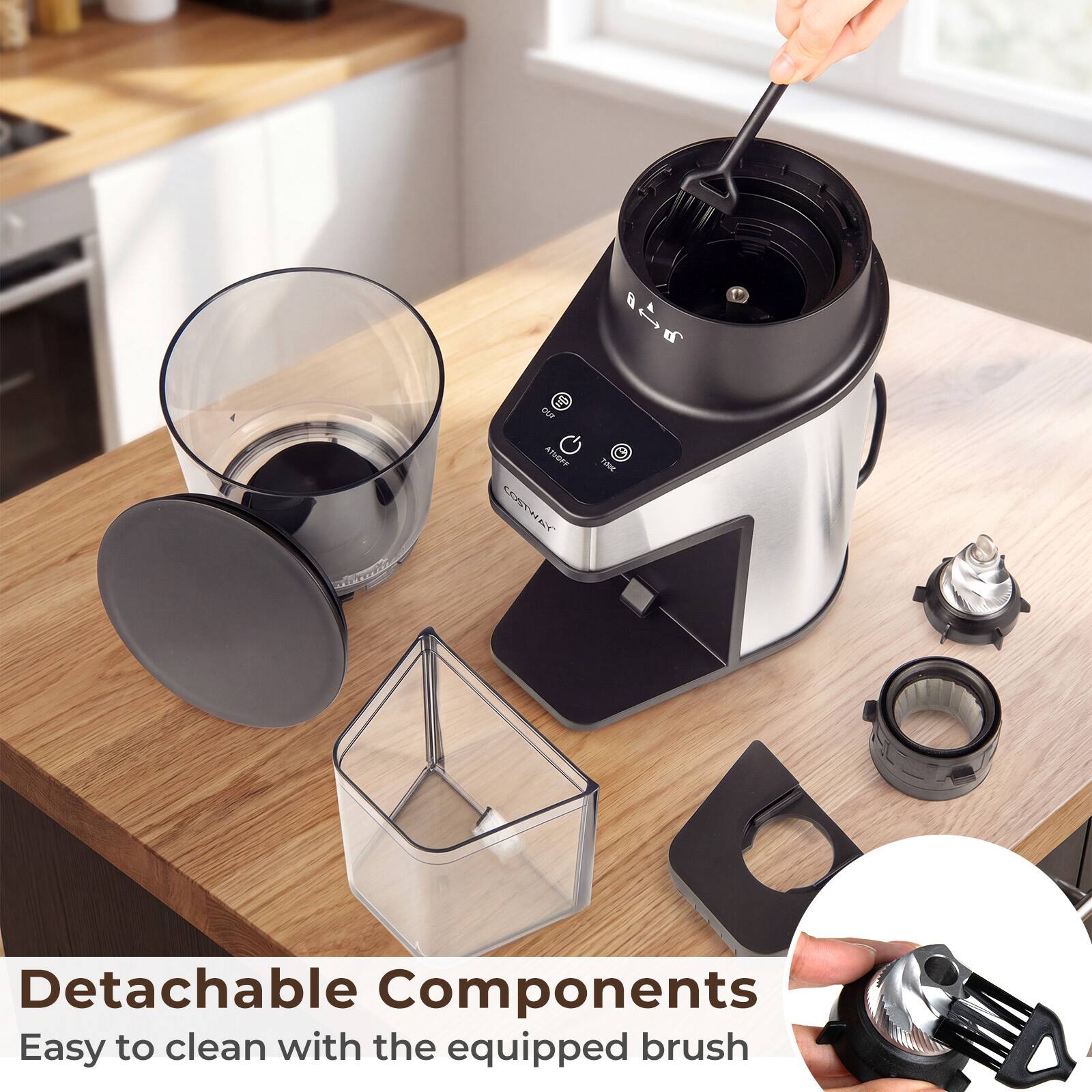 Detachable Components  
Easy to clean with the equipped brush