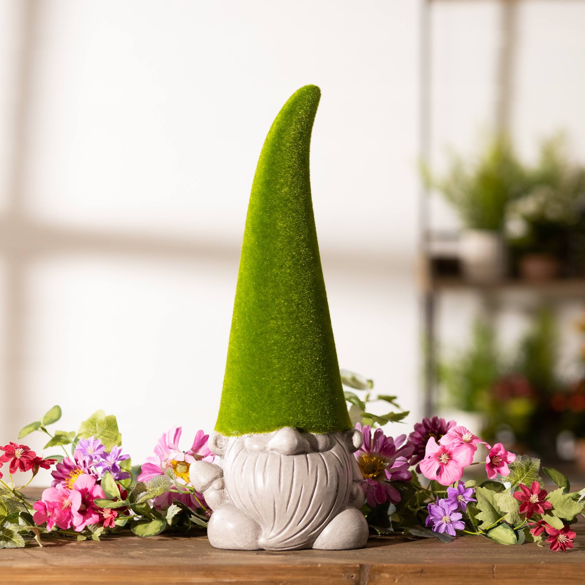 Angle. BreeBe - Mossy Terra Cotta Gnome Statue (Set of 2) - Multicolor.