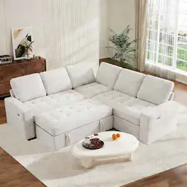 Vipbear - 5 Seat Modular Sectional Sofa with USB Ports, Adjustable Backrest, Storage Seats, Tool-Free Assembly,Beige - Beige
