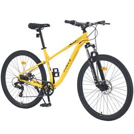BreeBe - 27.5 Inch Wheels 8 Speed Mountain Bike, for Men Women Boys and Girls, Front Suspension, Steel Frame - Yellow