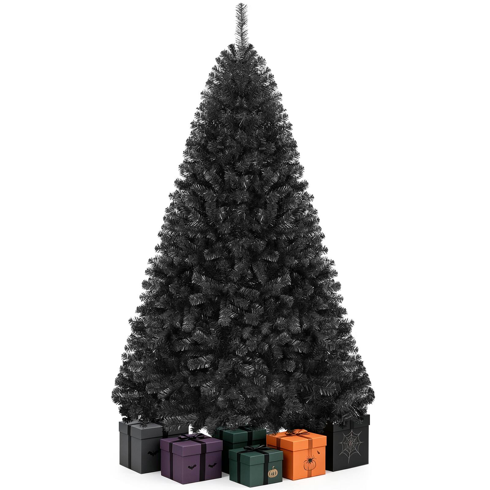 Alt View 1. Gymax - Gymax 6 FT Black Artificial Christmas Tree, Premium Hinged Halloween Xmas Tree Black - Black.